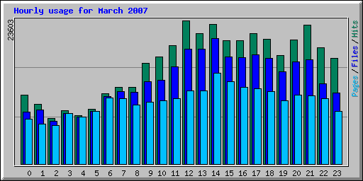 Hourly usage for March 2007